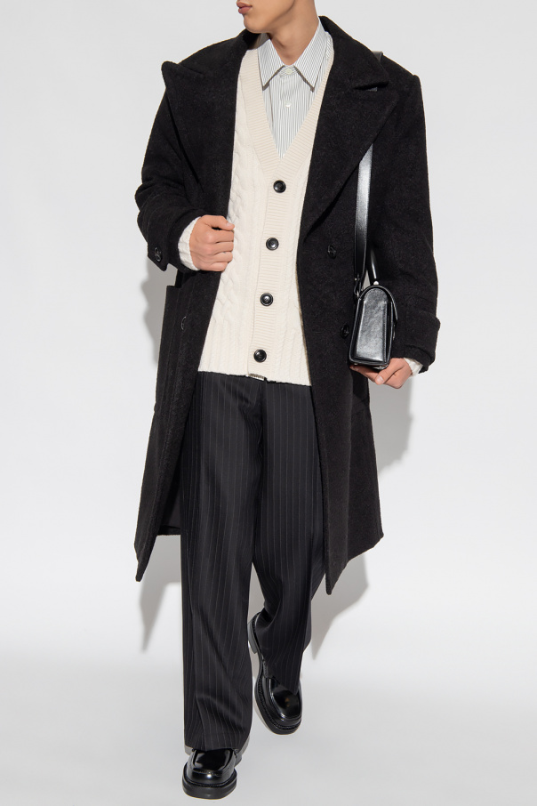 Black Double-breasted coat UCO103 282-001 BLACK
